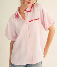 Load image into Gallery viewer, Pinstriped Button Down Top ** 3 COLORS **
