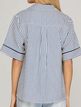 Load image into Gallery viewer, Striped Collared Half Sleeve Top
