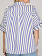 Load image into Gallery viewer, Striped Collared Half Sleeve Top - PLUS
