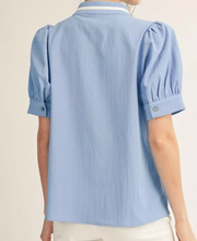 Load image into Gallery viewer, Blue Floral Applique Top
