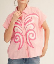 Load image into Gallery viewer, Pinstriped Floral Applique Top ** 2 COLORS **
