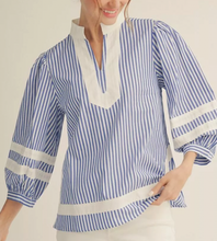 Load image into Gallery viewer, Striped Contrast 3/4 Sleeve Top ** 3 COLORS **
