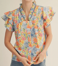 Load image into Gallery viewer, Floral Flutter Sleeve Top ** 2 COLORS **
