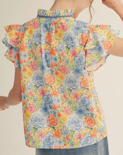Load image into Gallery viewer, Floral Flutter Sleeve Top ** 2 COLORS **
