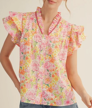 Load image into Gallery viewer, Floral Flutter Sleeve Top ** 2 COLORS **
