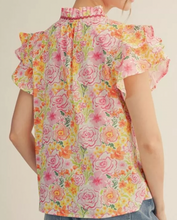 Load image into Gallery viewer, Floral Flutter Sleeve Top ** 2 COLORS **
