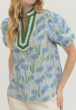 Load image into Gallery viewer, Floral Contrast Trim Top ** 2 COLORS ** - PLUS
