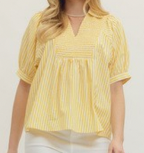 Load image into Gallery viewer, Striped Puff Sleeve Collared Top ** 3 COLORS **
