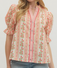 Load image into Gallery viewer, Floral Puff Sleeve Top ** 2 COLORS **
