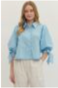 Load image into Gallery viewer, Solid Collared Tie Sleeve Top ** 2 COLORS **
