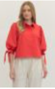 Load image into Gallery viewer, Solid Collared Tie Sleeve Top ** 2 COLORS **
