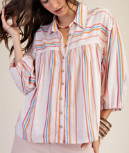 Load image into Gallery viewer, Striped Linen Button Down Top ** 2 COLORS ** - PLUS
