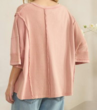 Load image into Gallery viewer, Textured Waffle Oversized Daisy Top
