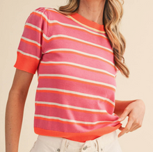 Load image into Gallery viewer, Multi Short Sleeve Striped Sweater Top **3 COLORS**
