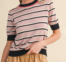 Load image into Gallery viewer, Multi Short Sleeve Striped Sweater Top **3 COLORS**
