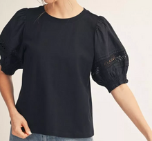 Load image into Gallery viewer, Black Puff Sleeve Detail Top
