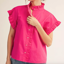 Load image into Gallery viewer, Ruffle Button Down Top **2 COLORS**
