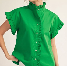 Load image into Gallery viewer, Ruffle Button Down Top **2 COLORS**
