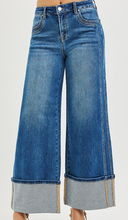 Load image into Gallery viewer, Medium Wash Wide Leg Cuff Double Seam Detail Risen Jeans **PLUS**
