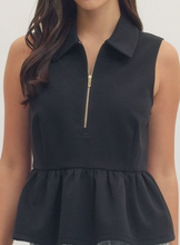Load image into Gallery viewer, 1/4 Zip Peplum Top **3 COLORS**
