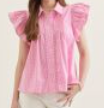 Load image into Gallery viewer, Gingham Flutter Sleeve Top **3 COLORS**
