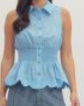 Load image into Gallery viewer, Peplum Scalloped Hem Waistband Top **4 COLORS**
