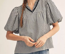 Load image into Gallery viewer, Gingham Puff Sleeve Top **2 COLORS**
