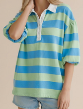 Load image into Gallery viewer, Stripe Button Down Bubble Sleeve Top **3 COLORS** - PLUS
