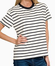 Load image into Gallery viewer, Striped Crew Neck Top **5 COLORS** - PLUS
