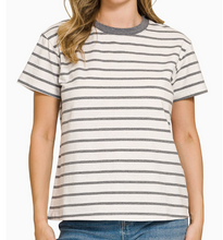 Load image into Gallery viewer, Striped Crew Neck Top **5 COLORS** - PLUS
