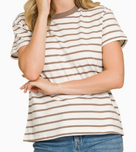 Load image into Gallery viewer, Striped Crew Neck Top **5 COLORS** - PLUS
