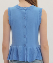 Load image into Gallery viewer, Knit Button Back Detail Peplum Top **2 COLORS**
