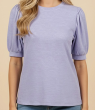 Load image into Gallery viewer, Ribbed Puff Sleeve Detail Top **PLUS**
