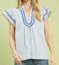 Load image into Gallery viewer, Striped Neck Detail Top **2 COLORS**
