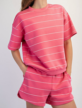 Load image into Gallery viewer, Thin Striped Poly Short Set **4 COLORS**
