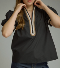 Load image into Gallery viewer, Contrast Binding V Neck Top ** 3 COLORS **
