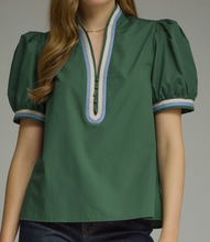 Load image into Gallery viewer, Contrast Binding V Neck Top ** 3 COLORS **
