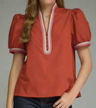 Load image into Gallery viewer, Contrast Binding V Neck Top ** 3 COLORS **

