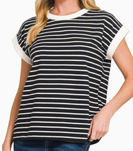 Load image into Gallery viewer, Stripe Cap Sleeve Top ** 3 COLORS ** - PLUS
