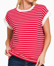 Load image into Gallery viewer, Stripe Cap Sleeve Top ** 3 COLORS ** - PLUS
