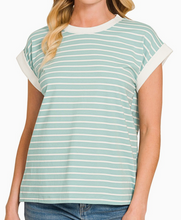 Load image into Gallery viewer, Stripe Cap Sleeve Top ** 3 COLORS ** - PLUS

