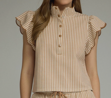 Load image into Gallery viewer, Gingham Scallop Trip Snap Top **2 COLORS**
