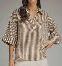 Load image into Gallery viewer, Gingham Collared Shirt **2 COLORS** - PLUS
