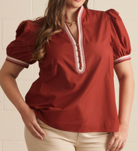 Load image into Gallery viewer, Contrast Binding V Neck Top ** 3 COLORS ** - PLUS
