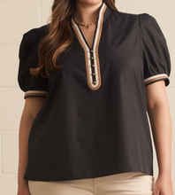 Load image into Gallery viewer, Contrast Binding V Neck Top ** 3 COLORS ** - PLUS
