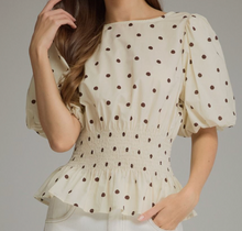 Load image into Gallery viewer, Polka Dot Smocked Waist Top **3 COLORS**
