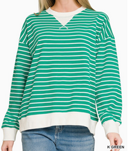 Load image into Gallery viewer, Striped Long Sleeve Pullover Top **7 COLORS**

