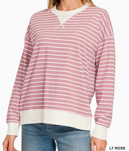 Load image into Gallery viewer, Striped Long Sleeve Pullover Top **7 COLORS**
