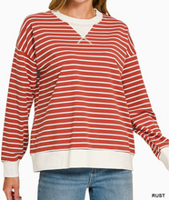 Load image into Gallery viewer, Striped Long Sleeve Pullover Top **7 COLORS**
