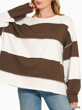 Load image into Gallery viewer, Striped Exposed Seam Top **4 COLORS**
